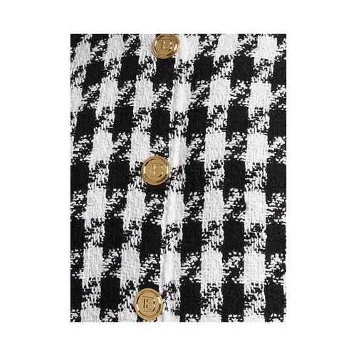 Black and White Houndstooth Bomber Jacket - Balmain - Modalova