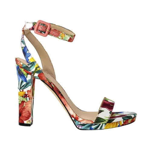 Floral Block Heel Sandals - Guess - Modalova