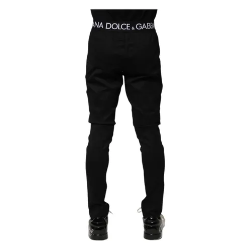 Black Nylon Skinny Jogger Pants - Dolce & Gabbana - Modalova