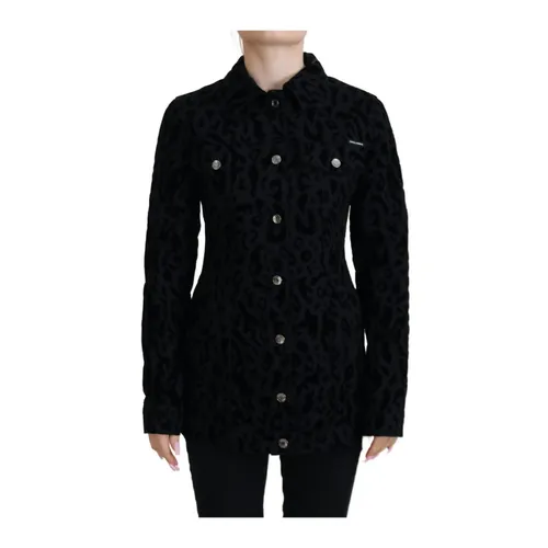 Leopard Velvet Button Down Jacket - Dolce & Gabbana - Modalova