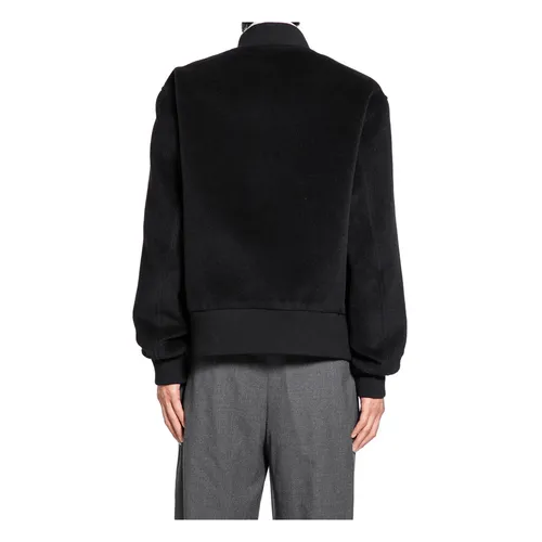 Black Wool Felt Bomber Jacket - Lardini - Modalova