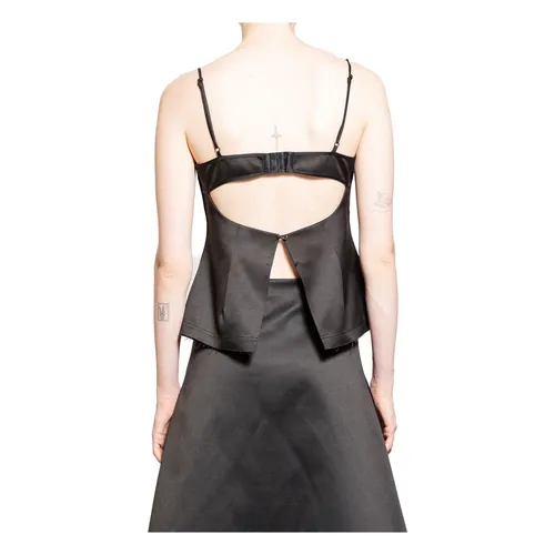 Black Satin Square Neck Top - The Garment - Modalova