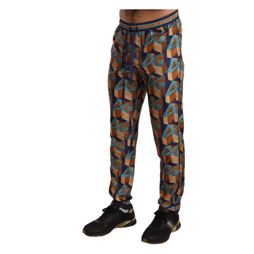 Silk Joggers with Vibrant Print - Dolce & Gabbana - Modalova