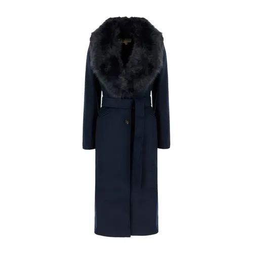 Faux Fur Trim Wool Blend Coat - Michael Kors - Modalova