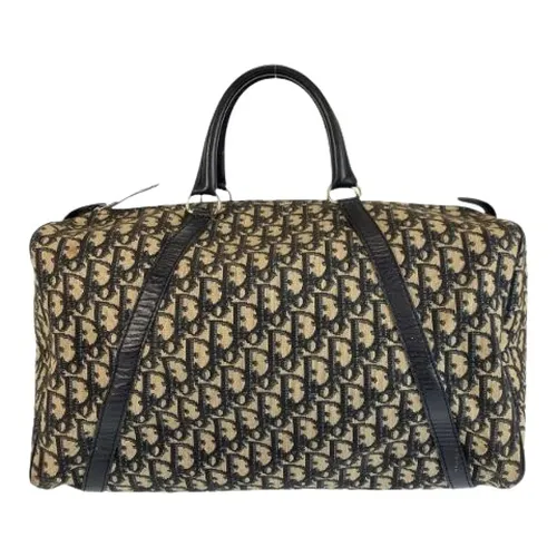 Pre-owned Trotter Canvas Leather Boston Bag - Dior Vintage - Modalova