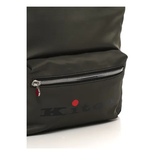 Leather Detail Backpack with Front Pocket - Kiton - Modalova