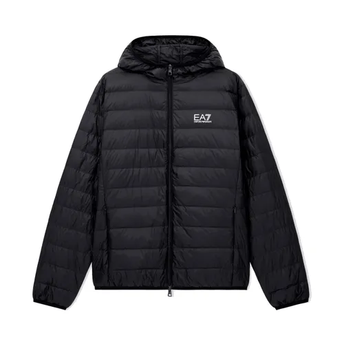 Black Winter Coat Stylish Design - Emporio Armani EA7 - Modalova