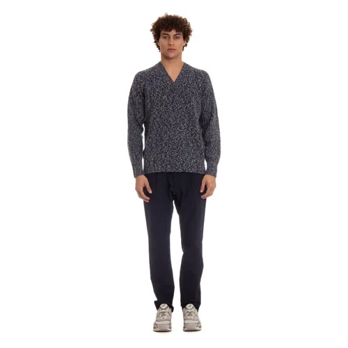 Blue V-Neck Wool Sweater - Drumohr - Modalova