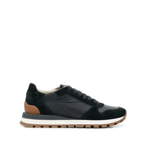 Black Leather Sneakers - Brunello Cucinelli - Modalova