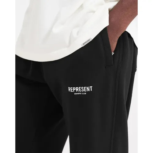 Black Cotton Sweatpants with Zip Pockets - Represent - Modalova