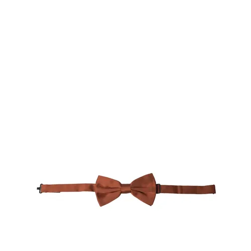 Brown Silk Bow Tie Adjustable Neck - Dolce & Gabbana - Modalova