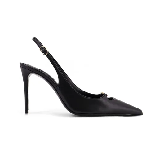 Leather Pump with Metal DG Logo - Dolce & Gabbana - Modalova