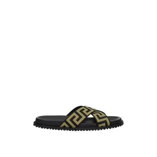 Fabric Open Toe Casual Slippers - Versace - Modalova