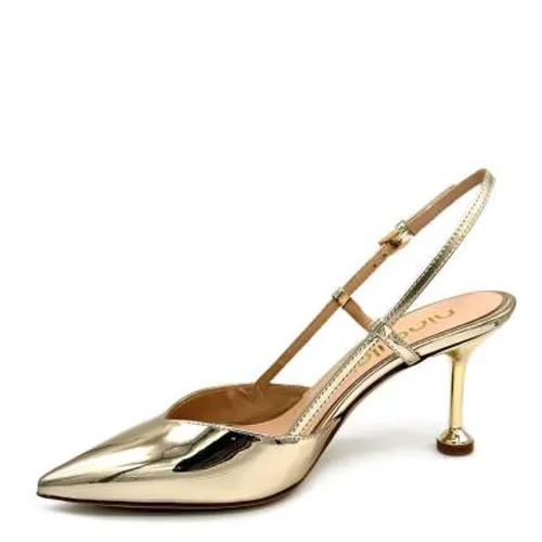 Mirror Platinum Leather Slingback Heels - Ninalilou - Modalova