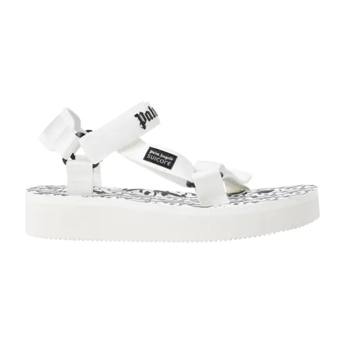 White Rubber Sandals with Logo Strap - Palm Angels - Modalova