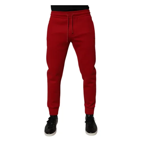 Red Cotton Jogger Pants with Logo - Dolce & Gabbana - Modalova