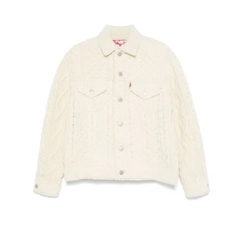 White Wool Aran Knit Outerwear - Junya Watanabe - Modalova
