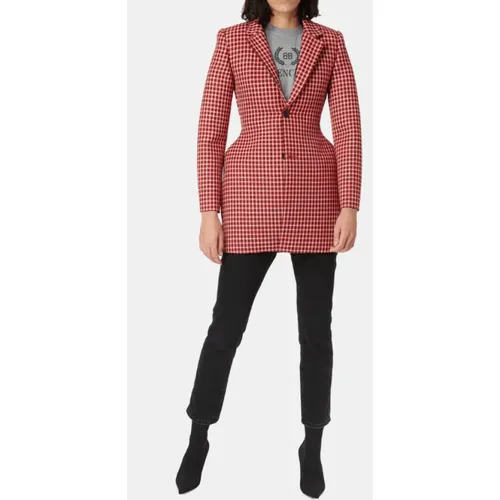 Puffy Effect Wool Check Blazer Jacket - Balenciaga - Modalova