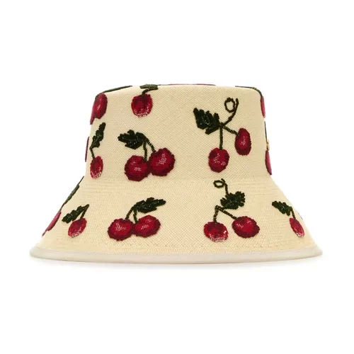 Embroidered Straw Cherryfic Hat - Valentino Garavani - Modalova