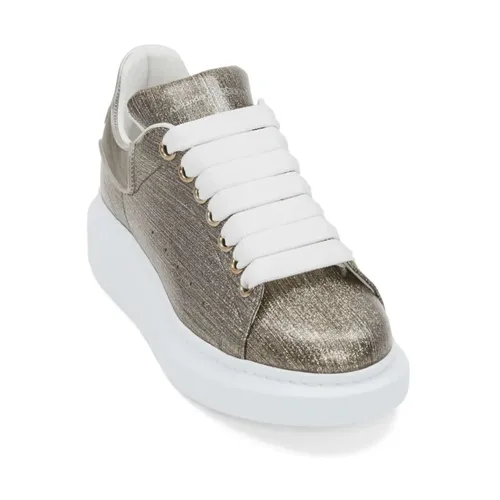 Metallic Effect Leather Sneakers - Alexander McQueen - Modalova