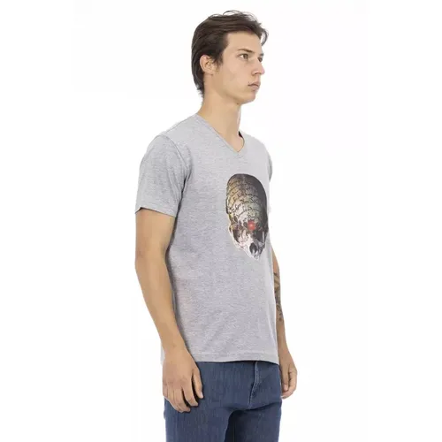 Classic V-Neck Tee with Frontprint - Trussardi - Modalova