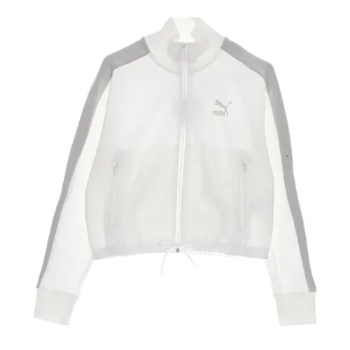 White Cropped Turtleneck Sweatshirt Track Jacket - Puma - Modalova