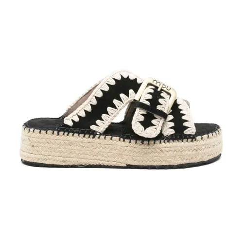 Crossed Straps Black Sandals - Mou - Modalova