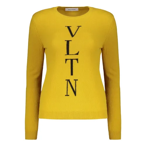 Ribbed Wool Sweater with Front Logo - Valentino Garavani - Modalova
