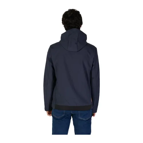 Blue Turtleneck Hooded Zip Jacket - Suns - Modalova