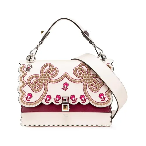 Pre-owned Embroidered Leather Shoulder Bag - Fendi Vintage - Modalova