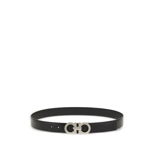 Topstitched Gancini Buckle Belt - Ferragamo - Modalova
