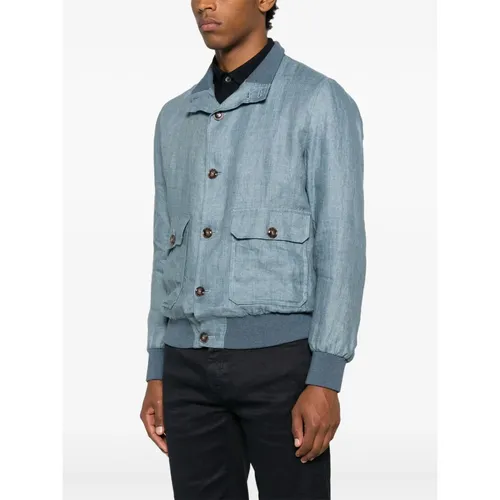 Linen Buttoned Jacket - Barba - Modalova