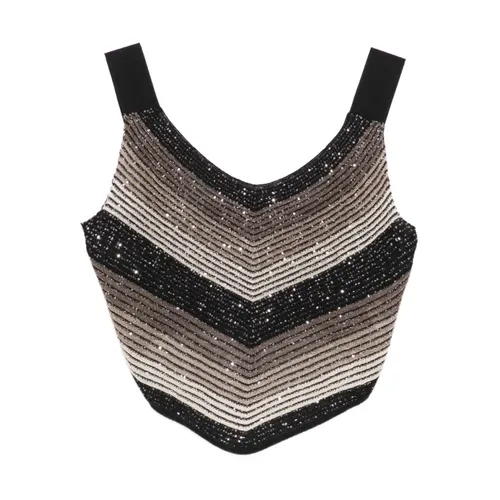 Striped Sequin Top with Straps - D.Exterior - Modalova