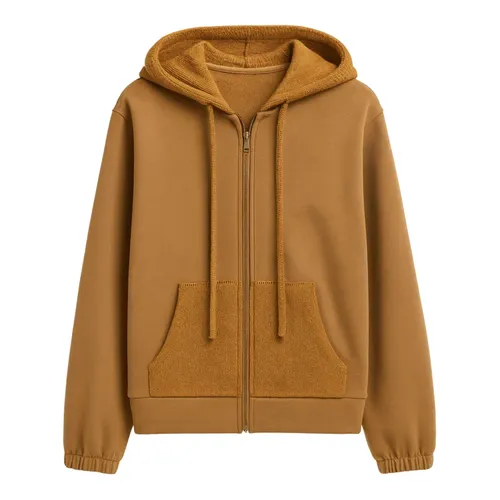 Camel Hoodie with Front Zip - Twinset - Modalova