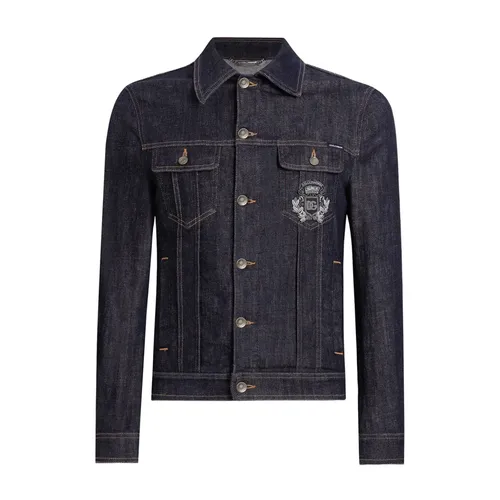 Cotton Denim Jacket With Patch - Dolce & Gabbana - Modalova