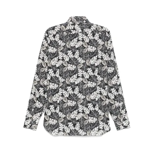 Black Button-Up Shirt with Spread Collar - Barba - Modalova