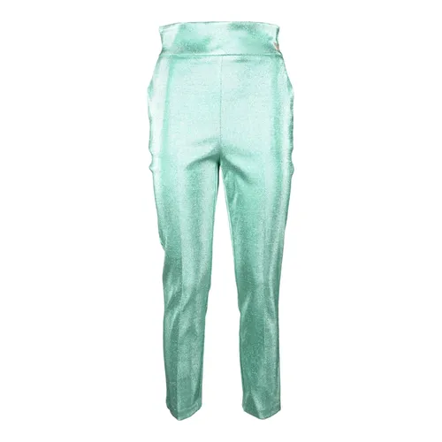 Metallic Fiber Cotton Blend Pants - Elisabetta Franchi - Modalova