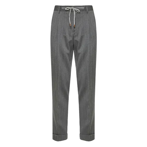 Wool Drawstring Pants with Pockets - Barba - Modalova