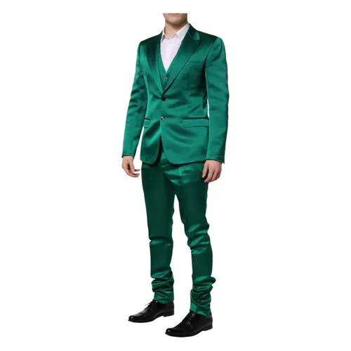 Green Silk 3 Piece Suit - Dolce & Gabbana - Modalova