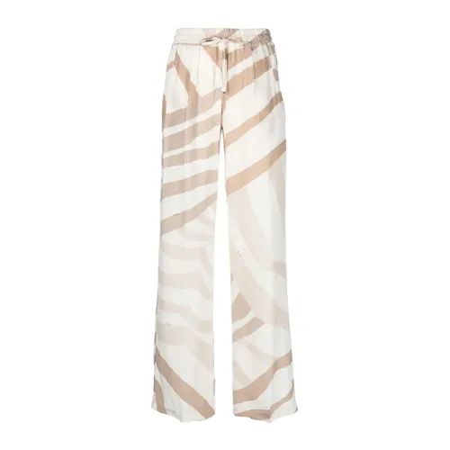 Wide Leg Beige Silk Trousers - Kiton - Modalova