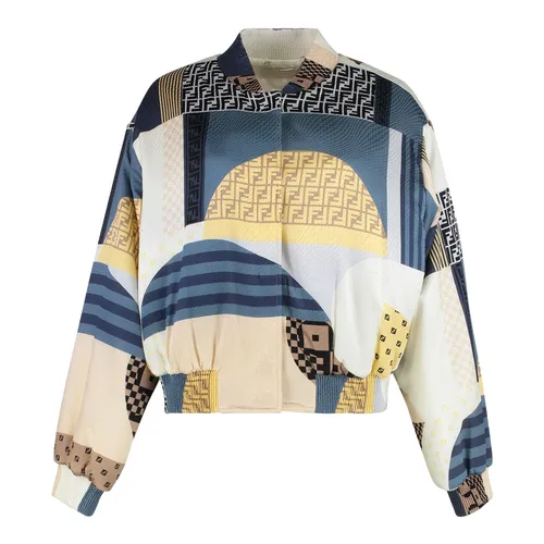 Reversible Satin Bomber Jacket Patchwork Style - Fendi - Modalova