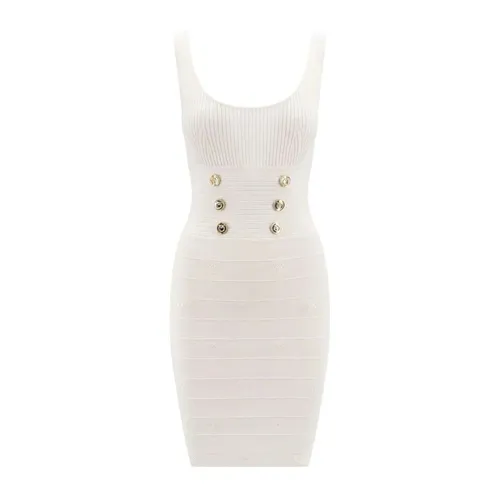 Ribbed Knit Mini Dress with Buttons - Pinko - Modalova