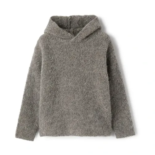 Grey Knitted Hooded Sweater - Il Gufo - Modalova