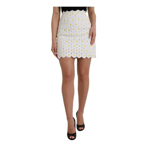 Floral A-line Mini Skirt - White - Dolce & Gabbana - Modalova