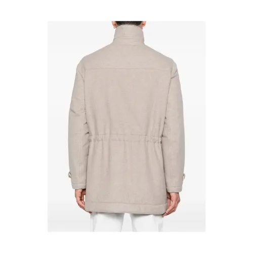 Beige Fur Collar Outerwear with Pockets - Brunello Cucinelli - Modalova