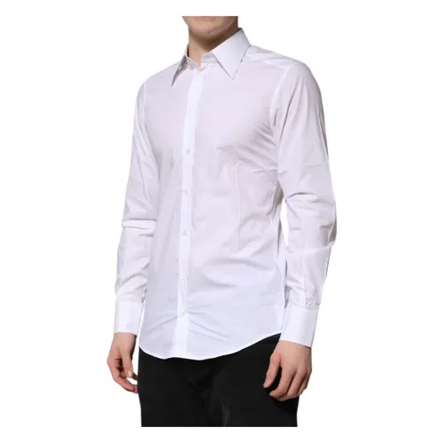 White Cotton Gold Formal Shirt - Dolce & Gabbana - Modalova