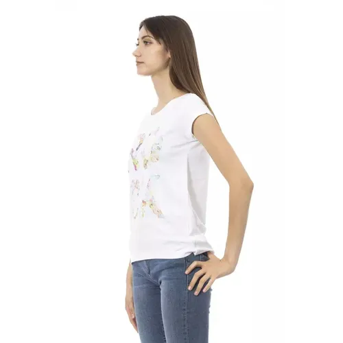 Elegant White Tee with Frontprint Detail - Trussardi - Modalova