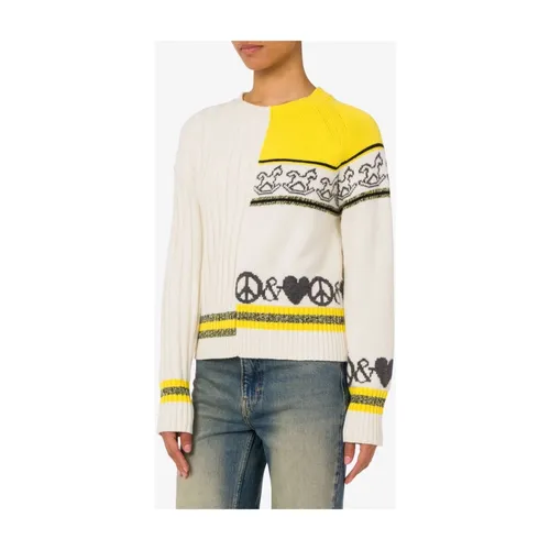 Intarsia Wool Blend Pullover - Moschino - Modalova