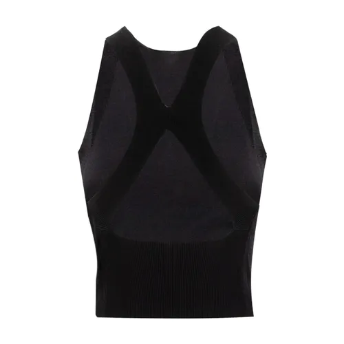 Ribbed Crew Neck Top with Logo - Ermanno Scervino - Modalova
