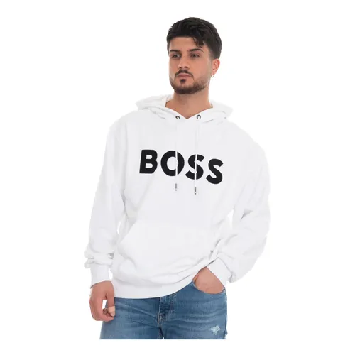 Plain Hooded Sweatshirt with Logo - Hugo - Modalova